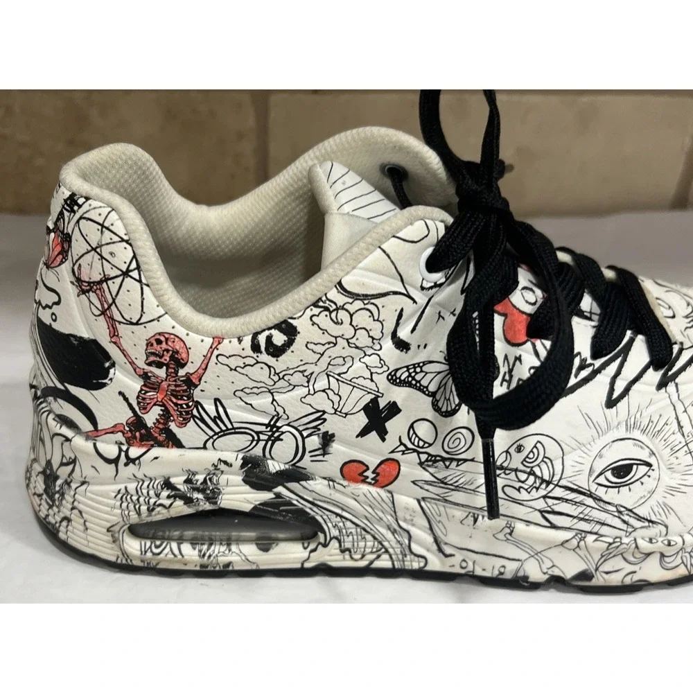 Skechers Vexx‎ Sketch Doodle Lace Sneakers 177972 White Black Women's Size 9